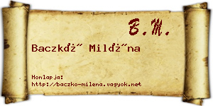 Baczkó Miléna névjegykártya